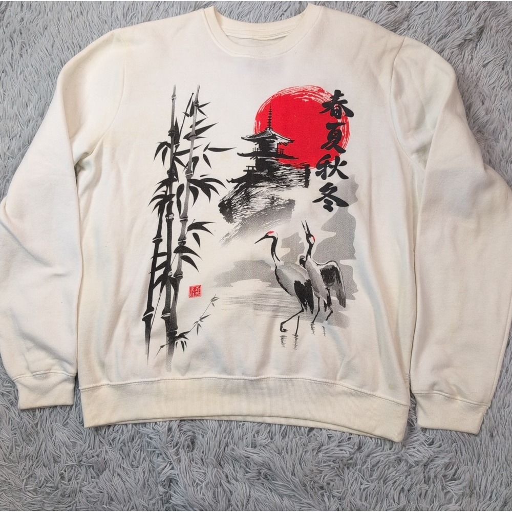 Blind Rooster Sweatshirt Mens L Japanese Asian Graphic Comfort